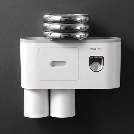Meidong Toothbrush Holder with Toothbrush Dispenser-Multifunctional Wall Mounted Space-Saving  automatic Toothpaste Squeezer Kit for Bathroom and Washroom